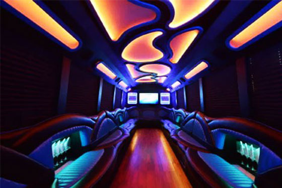 colorful party bus lounge