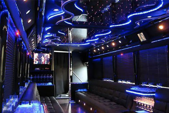 laser lights on a party bus