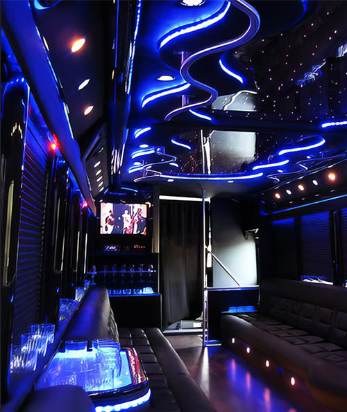 luxurious party bus interior