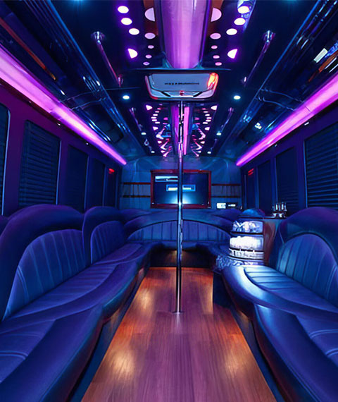 luxurious limo bus lounge